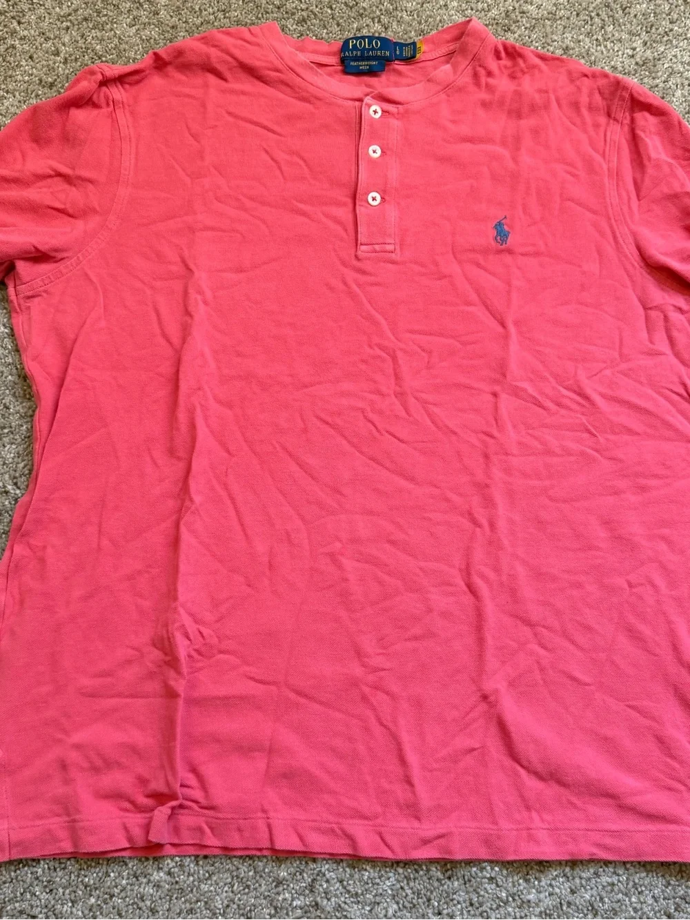 Polo by Ralph Lauren Men’s Coral Short-Sleeve Henley Shirt